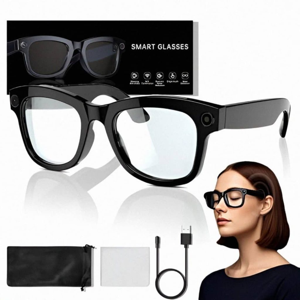 عینک هوشمند دوربین دار تولید محتوا FHD دودی M01 عینک هوشمندm01pro