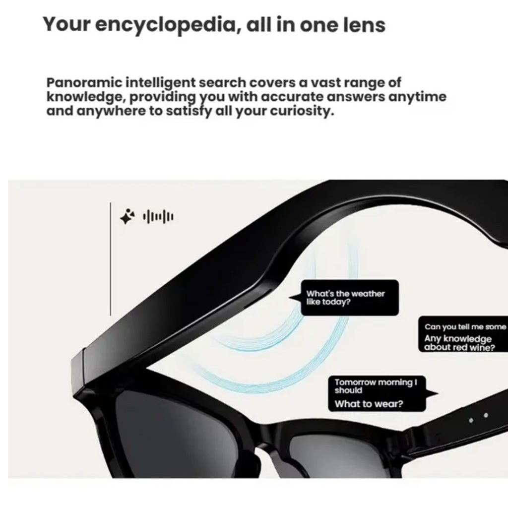 عینک هوشمند دوربین دار تولید محتوا FHD دودی M01 عینک هوشمندm01pro