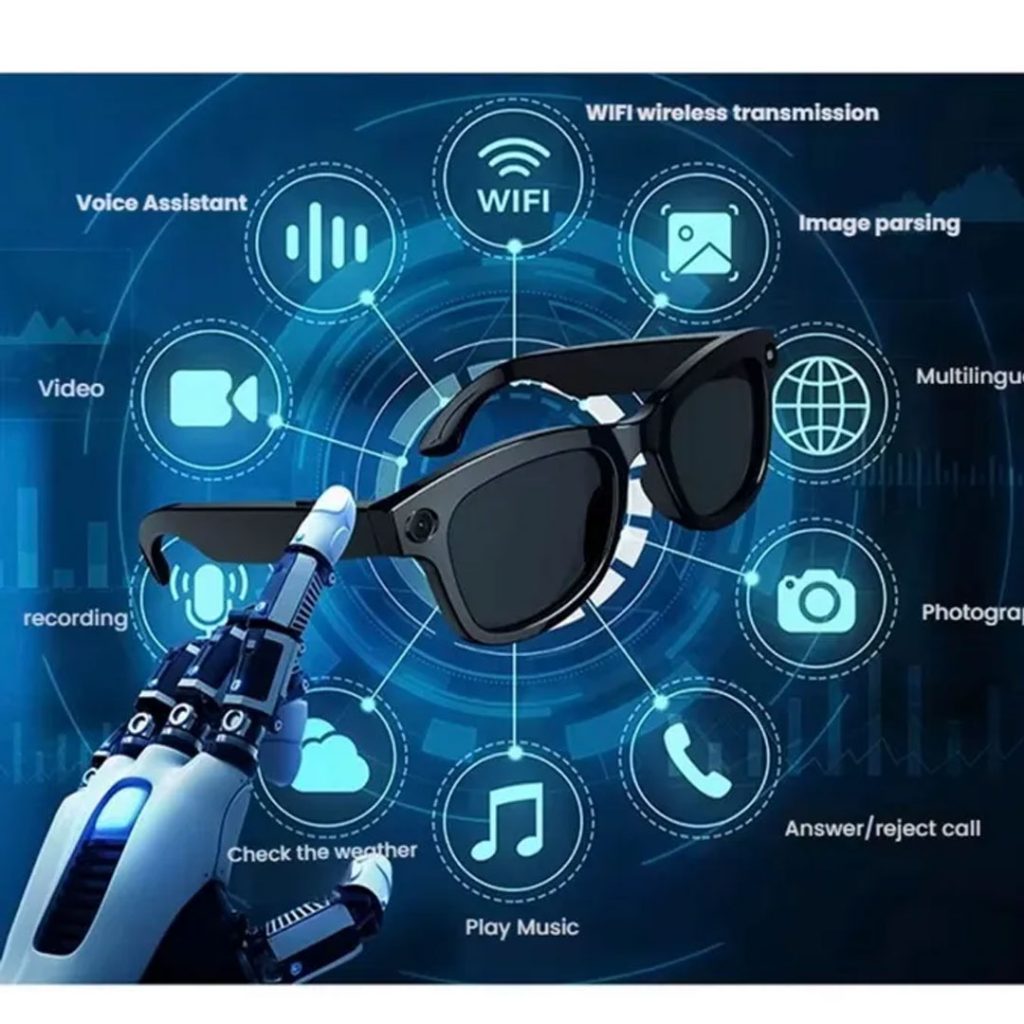 عینک هوشمند دوربین دار تولید محتوا FHD دودی M01 عینک هوشمندm01pro