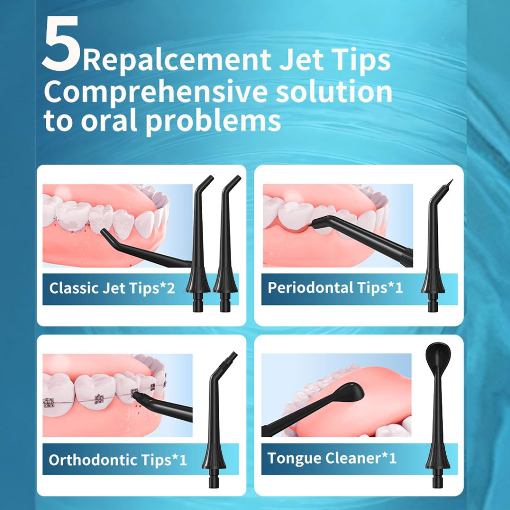 پک دوکاره مسواک برقی و واترجت شارژی مدل Oral Care Combo T5 + F5 ضدآب با سری و نازل‌های یدکی