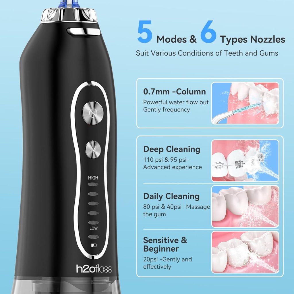 واتر فلوس و مسواک برقی H2ofloss HF‑6 BT‑02 پک دوکاره بهداشت دهان