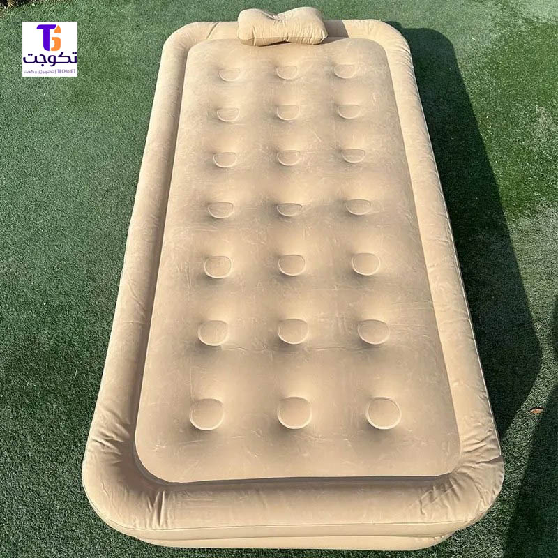 تشک بادی یک نفره به همراه پمپ باد شارژی سایز 100x190x40