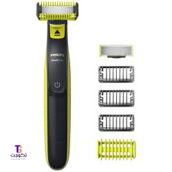 برند: فیلیپس (Philips) مدل: QP2824 سری: OneBlade نوع اصلاح: چرخشی و خط‌زن منبع تغذیه: باتری قابل شارژ (NiMH) مدت زمان کارکرد: ۴۵ دقیقه با هر بار شارژ زمان شارژ کامل: ۸ ساعت قابلیت استفاده: خیس و خشک (ضدآب) شانه همراه: دارد (جهت تنظیم کوتاهی) نوع تیغه: تیغه OneBlade تعویض‌شونده کاربری: اصلاح صورت، خط‌زنی، پیرایش بدن وزن: سبک و خوش‌دست