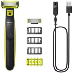 برند: فیلیپس (Philips) مدل: QP2824 سری: OneBlade نوع اصلاح: چرخشی و خط‌زن منبع تغذیه: باتری قابل شارژ (NiMH) مدت زمان کارکرد: ۴۵ دقیقه با هر بار شارژ زمان شارژ کامل: ۸ ساعت قابلیت استفاده: خیس و خشک (ضدآب) شانه همراه: دارد (جهت تنظیم کوتاهی) نوع تیغه: تیغه OneBlade تعویض‌شونده کاربری: اصلاح صورت، خط‌زنی، پیرایش بدن وزن: سبک و خوش‌دست
